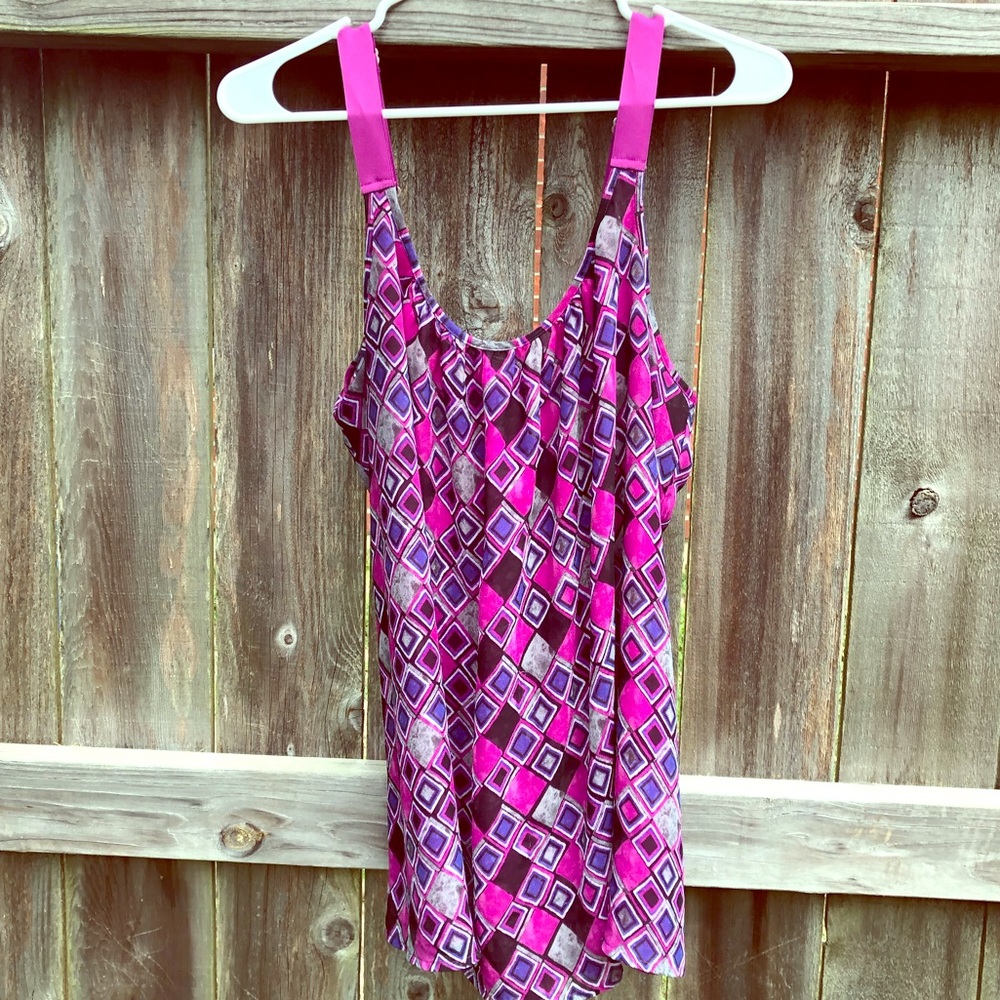 Black, gray, pink, and Purple tank